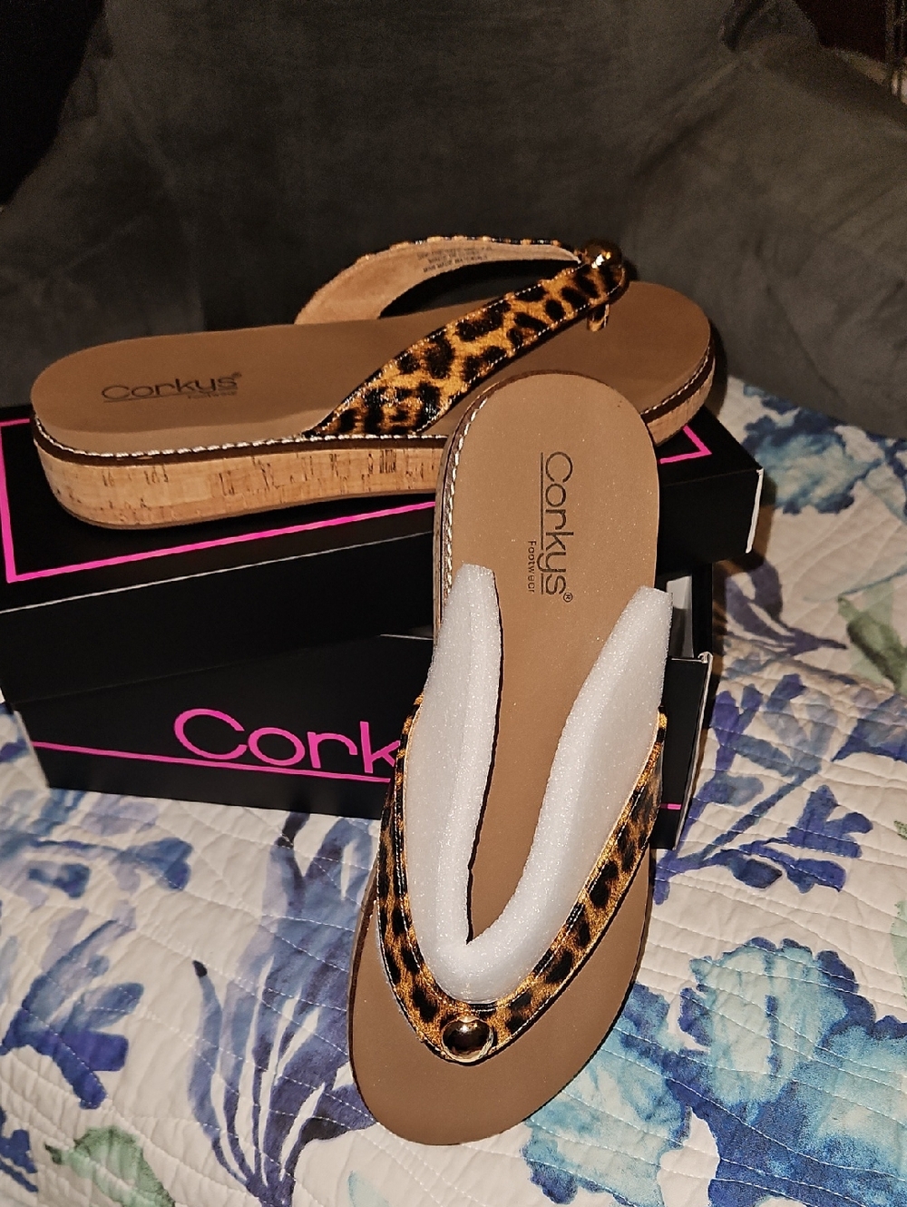 Corkys Leopard Platform Flip Flops - Brown/Black